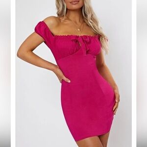 Misguided Milkmaid Bodycon Mini Dress Purple Fuchsia Size 6